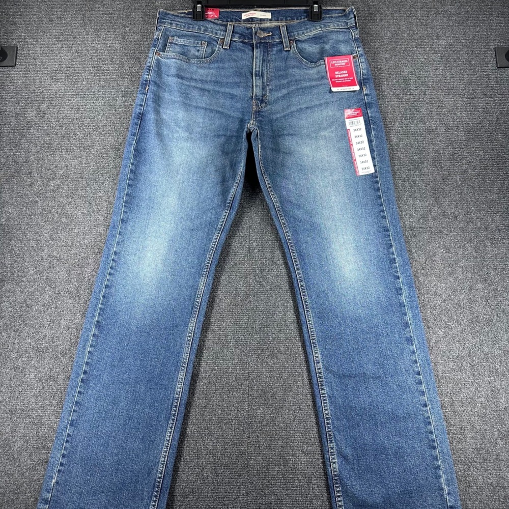 Levi Strauss Signature Jeans Mens 34x32 Relaxed Straight Blue Ultimate Flex NWT